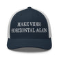 Make Video Horizontal Again Embroidered Mesh Trucker Hat - Navy/ White