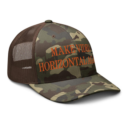 Make Video Horizontal Again Embroidered Orange Camo Trucker Hat