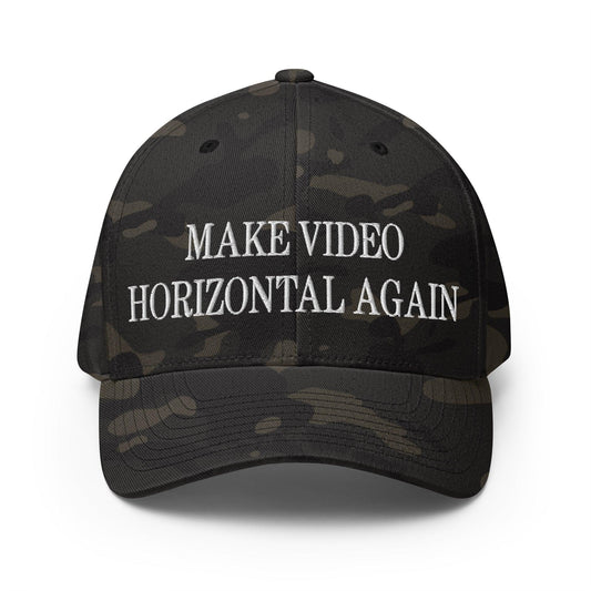 Make Video Horizontal Again Embroidered Stretch Fit Baseball Hat - Multicam Black / S/M