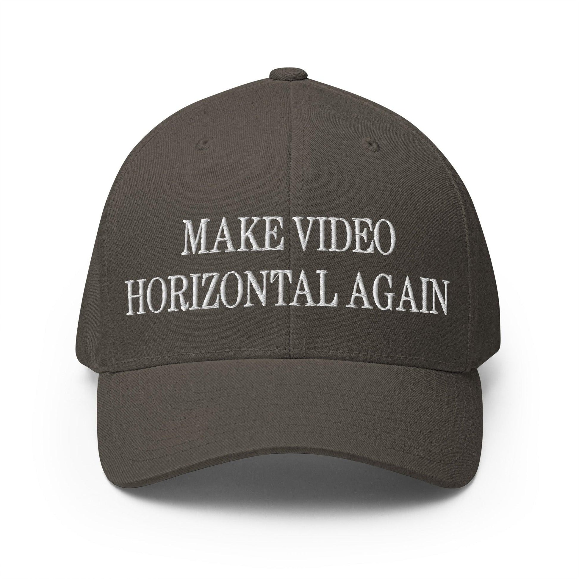 Make Video Horizontal Again Embroidered Stretch Fit Baseball Hat - Dark Grey / S/M