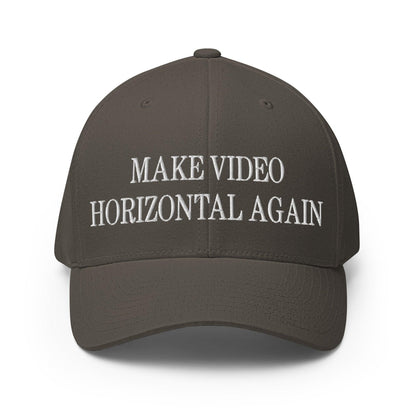 Make Video Horizontal Again Embroidered Stretch Fit Baseball Hat - Dark Grey / S/M