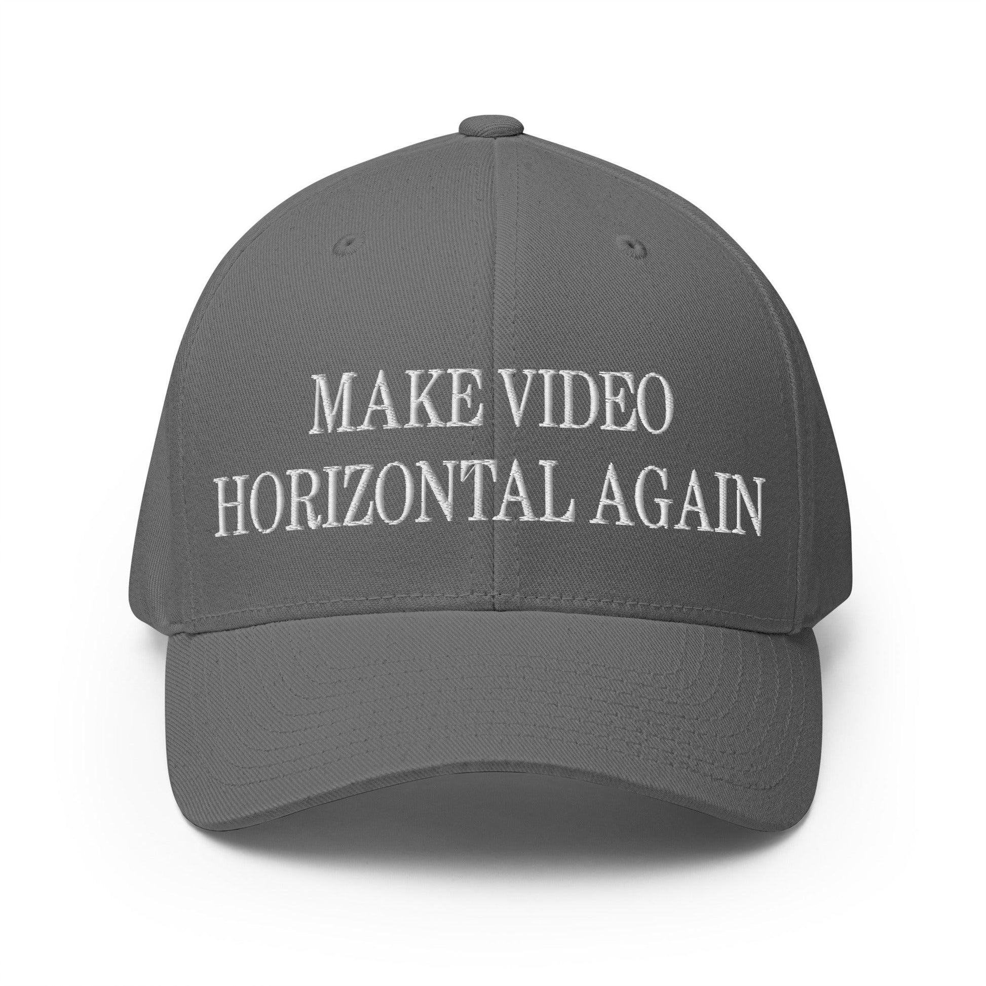 Make Video Horizontal Again Embroidered Stretch Fit Baseball Hat - Grey / S/M