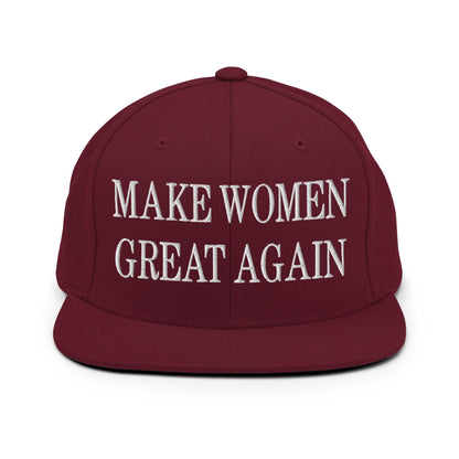 Make Women Great Again Embroidered Flat Bill Brim Snapback Hat