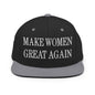 Make Women Great Again Embroidered Flat Bill Brim Snapback Hat - Black/ Silver