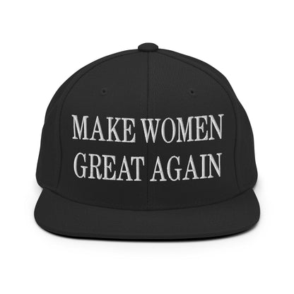 Make Women Great Again Embroidered Flat Bill Brim Snapback Hat - Black