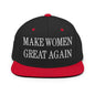 Make Women Great Again Embroidered Flat Bill Brim Snapback Hat - Black/ Red