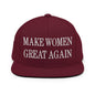 Make Women Great Again Embroidered Flat Bill Brim Snapback Hat - Maroon