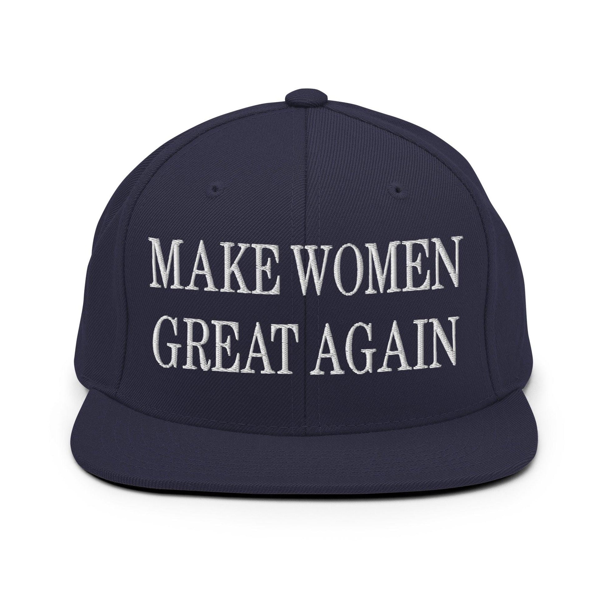 Make Women Great Again Embroidered Flat Bill Brim Snapback Hat - Navy