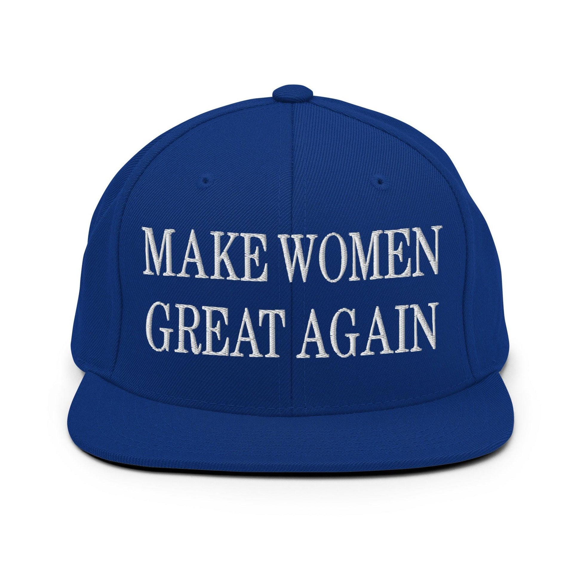 Make Women Great Again Embroidered Flat Bill Brim Snapback Hat - Royal Blue