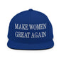 Make Women Great Again Embroidered Flat Bill Brim Snapback Hat - Royal Blue