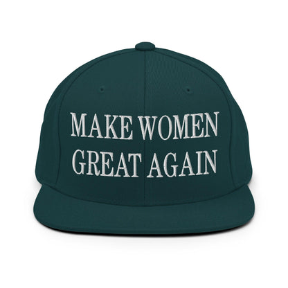Make Women Great Again Embroidered Flat Bill Brim Snapback Hat - Spruce