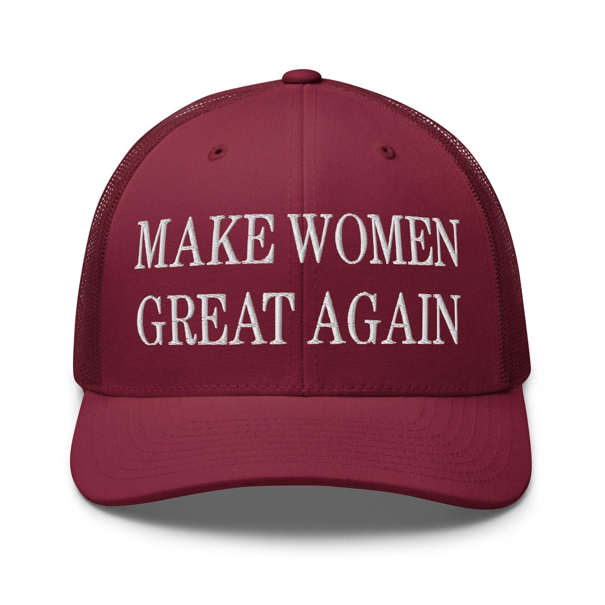 Make Women Great Again Embroidered Mesh Trucker Hat - Cranberry