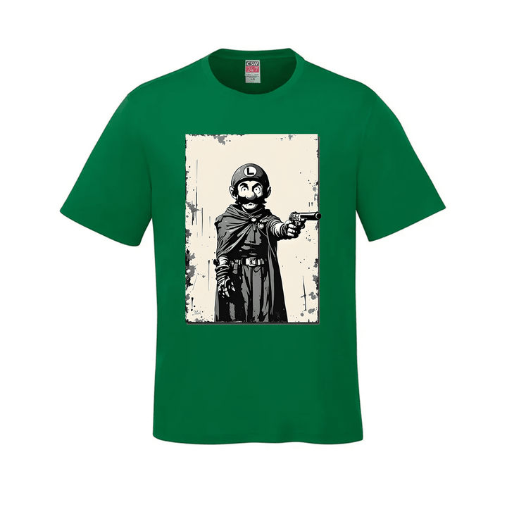 Mangione Banksy-Style T-Shirt (CSW247 Parkour Style) (Large Print) - Forest Green / Small - T-Shirt