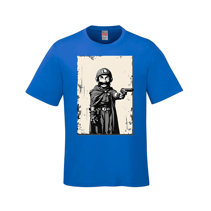 Mangione Banksy-Style T-Shirt (CSW247 Parkour Style) (Large Print) - Blue / Small - T-Shirt