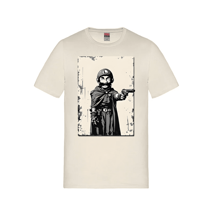 Mangione Banksy-Style T-Shirt (CSW247 Parkour Style) (Large Print) - TAN / Small - T-Shirt