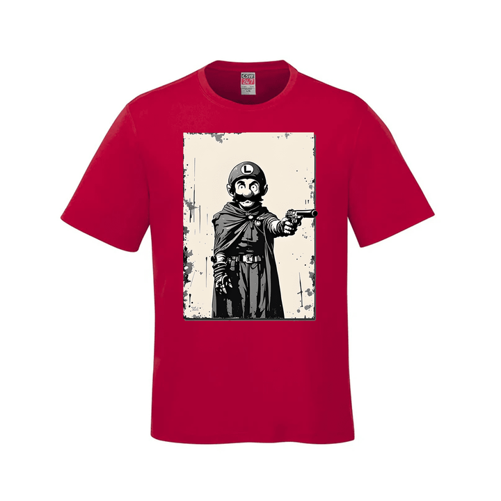 Mangione Banksy-Style T-Shirt (CSW247 Parkour Style) (Large Print) - Red / Small - T-Shirt