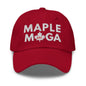 Red Maple MAGA embroidered dad hat featuring bold text, perfect for casual wear