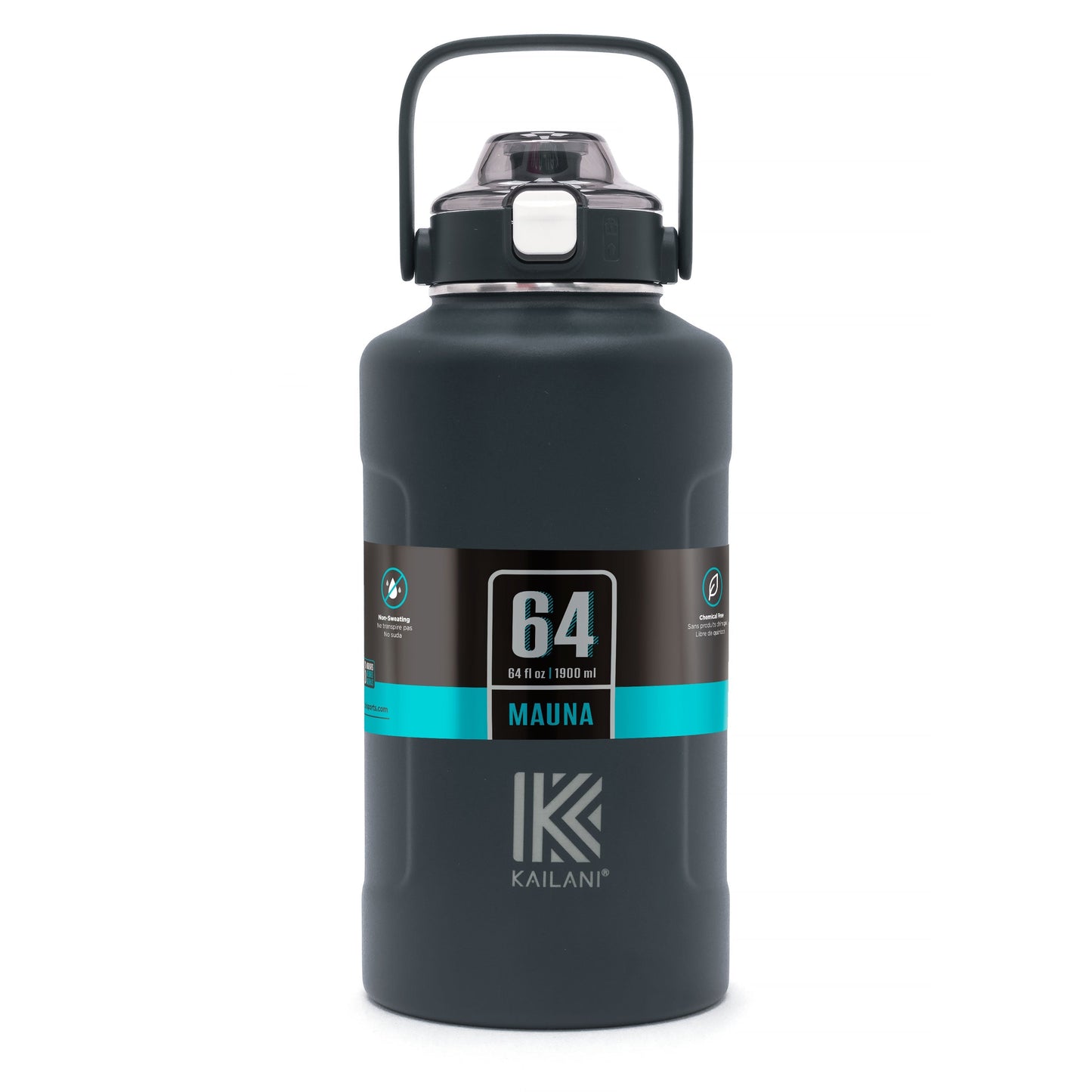 MAUNA Water Bottle - 1.9 L Six Pack - Black - Drinkware