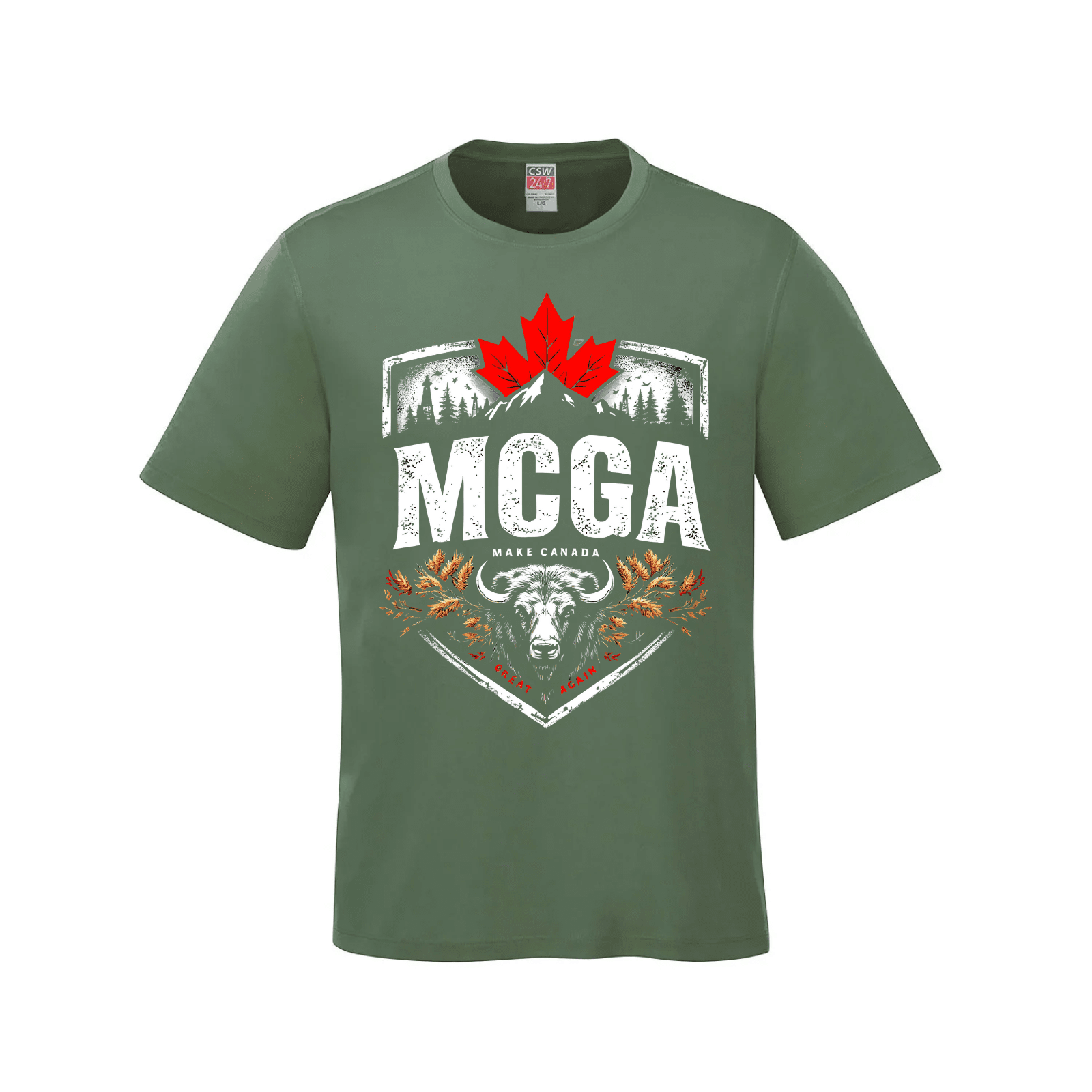 MCGA - Make Canada Great Again T-Shirt - 04 - Fatigue Green / Small