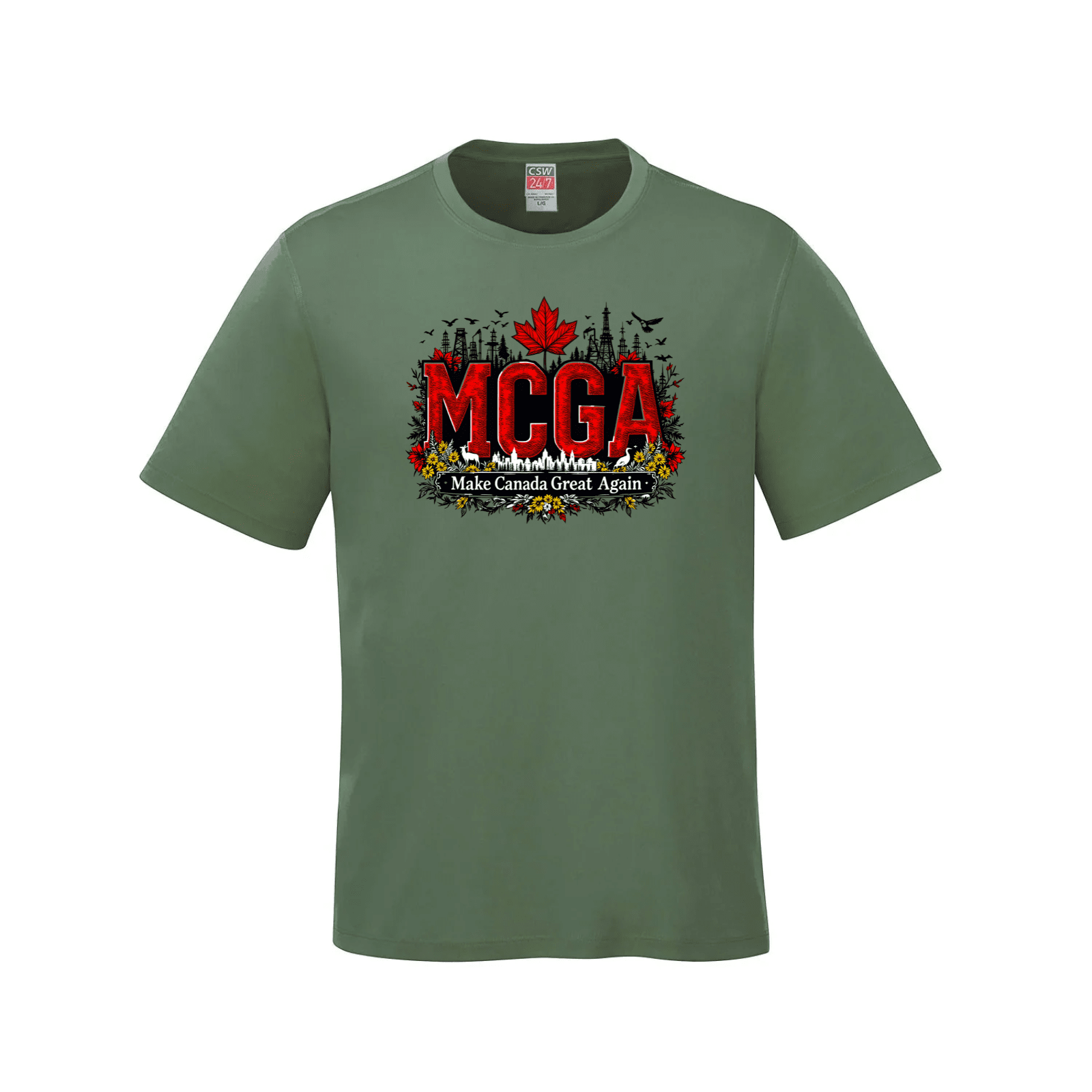MCGA Make Canada Great Again T-Shirt - 09 - Fatigue Green / Small