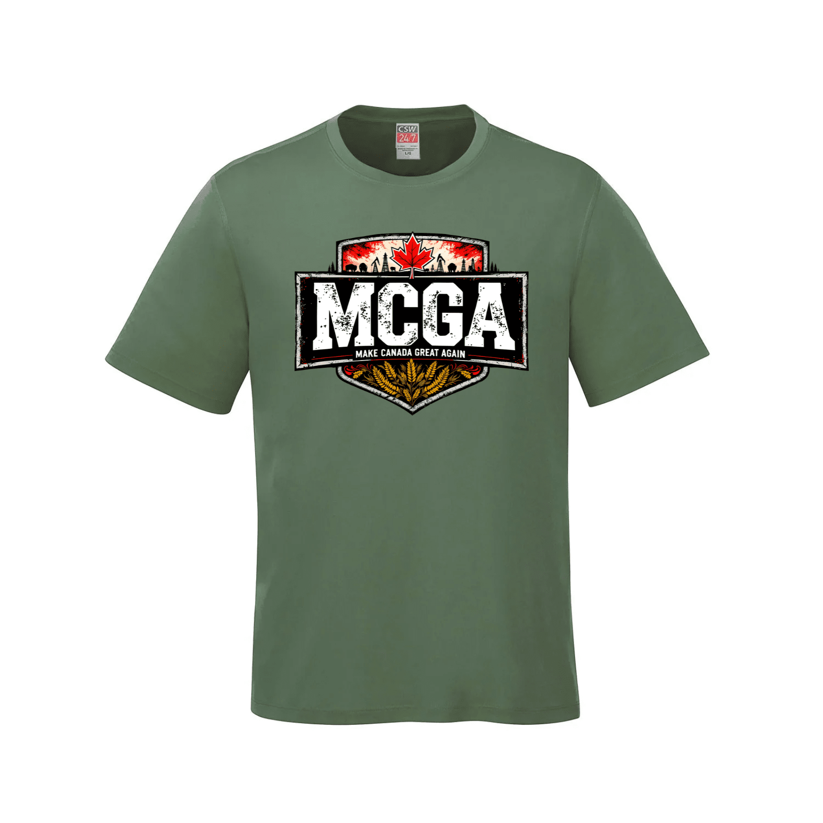 MCGA Shield Style Tee – Strength in Unity - 06 - Fatigue Green / Small - T-Shirt