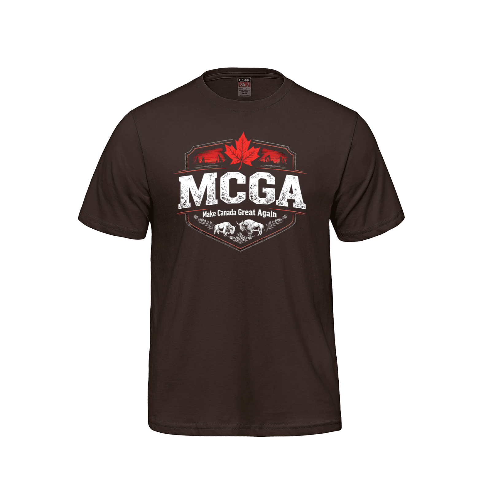 MCGA Shield Tee – Distressed Edition - 07 - Brown / Small - T-Shirt