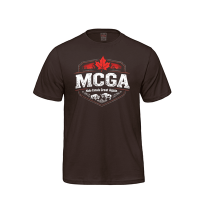 MCGA Shield Tee – Distressed Edition - 07 - Brown / Small - T-Shirt