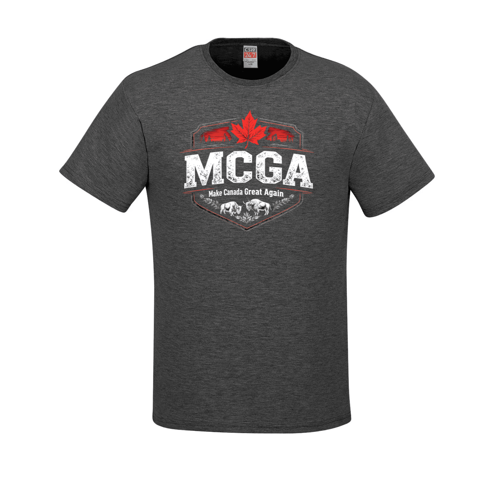 MCGA Shield Tee – Distressed Edition - 07 - charcoal heather / Small - T-Shirt