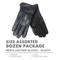 Men’s Leather Gloves - GL2374 Genuine 4 Sizes - Dozen Package- M 2, L 4, XL XXL 2
