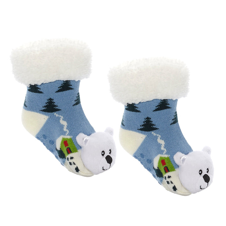 Messy Moose Polar Fleece Socks Bear - Baby / Light Steel Blue - Socks