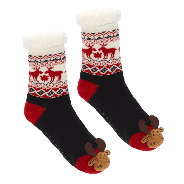 Messy Moose Polar Fleece Socks Reindeer / Moose - Adult / Dark Red - Socks