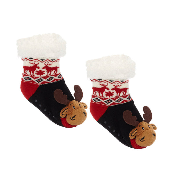 Messy Moose Polar Fleece Socks Reindeer / Moose - Baby / Dark Red - Socks