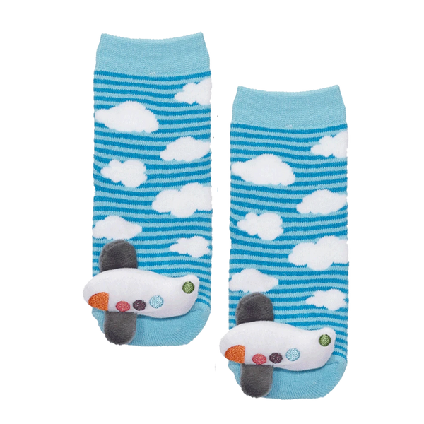 Messy Moose Socks Airplane 6 Pack - Baby / SKYBLUE - Socks