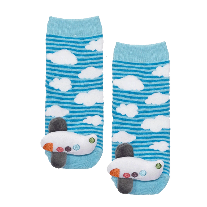 Messy Moose Socks Airplane 6 Pack - Baby / SKYBLUE - Socks