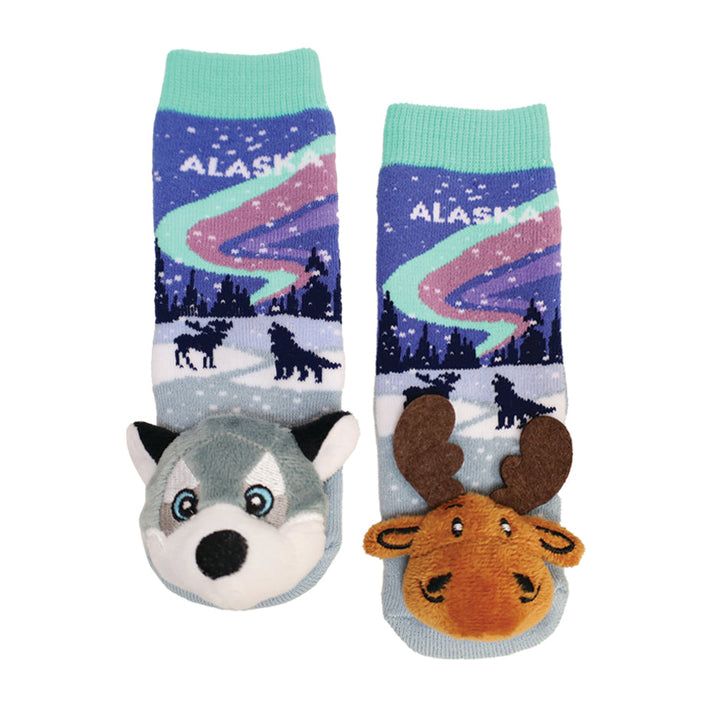 Messy Moose Socks Baby Socks Alaska Northern Lights 6 Pack - Baby / blue - Socks