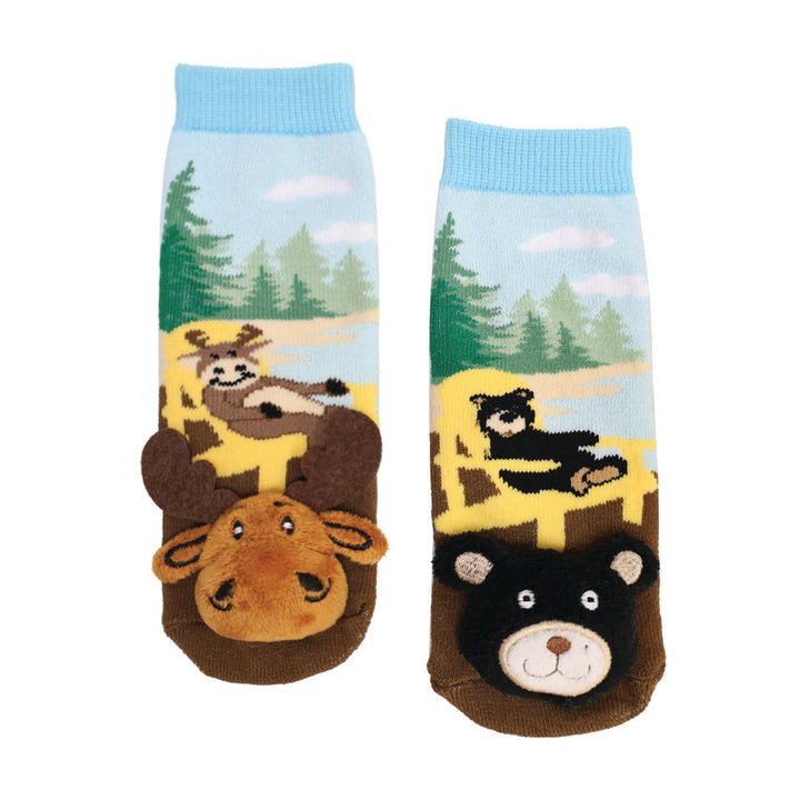 Messy Moose Socks Baby Socks Black Bear Moose Mismatch Chair 6 Pack - Baby / brown - Socks