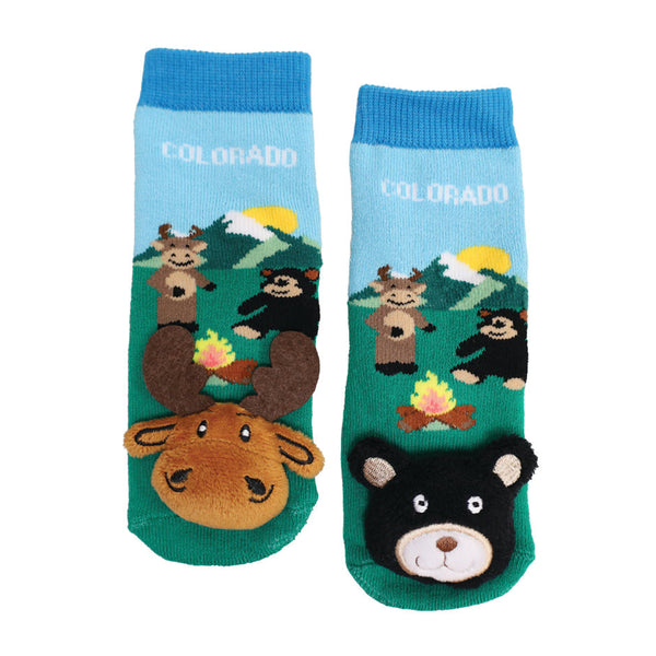 Messy Moose Socks Baby Socks Colorado Campfire Blue 6 Pack - Baby / blue - Socks