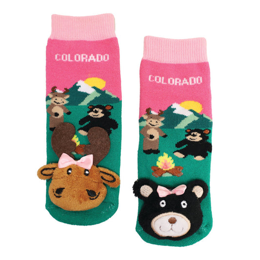 Messy Moose Socks Baby Colorado Campfire Pink 6 Pack - pink