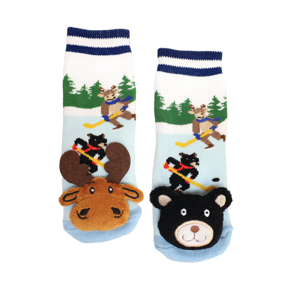 Messy Moose Socks Baby Hockey Mis-match 6 Pack - blue