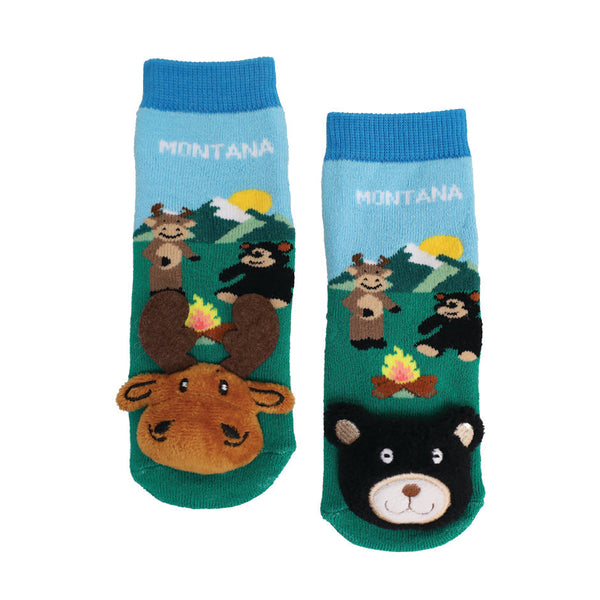 Messy Moose Socks Baby Socks Montana Campfire Blue 6 Pack - Baby / blue - Socks