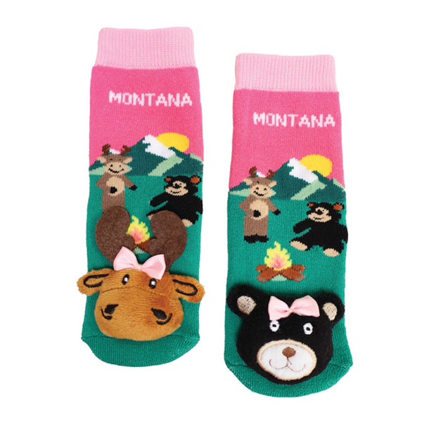 Messy Moose Socks Baby Socks Montana Campfire Pink 6 Pack - Baby / pink - Socks