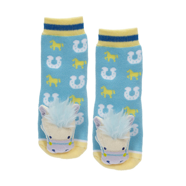 Messy Moose Socks Blue Horse 6 Pack - Baby / Light Blue - Socks