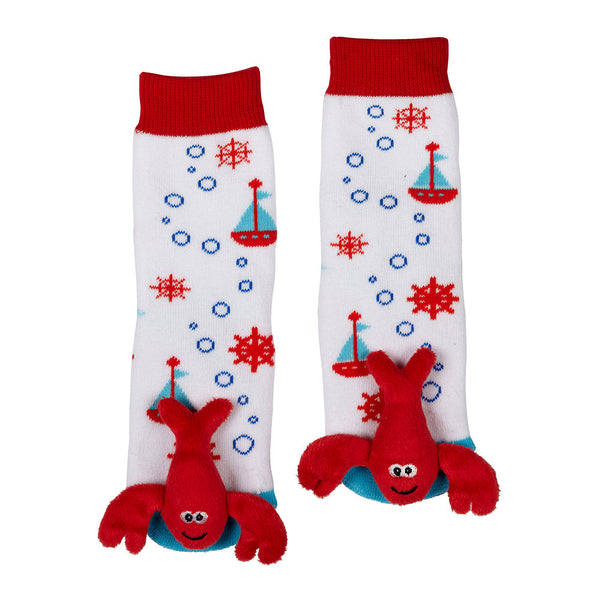 Messy Moose Socks Boat Lobster 6 Pack - Baby / White - Socks