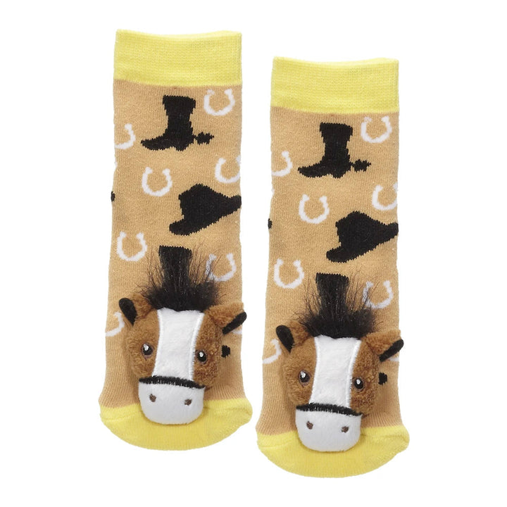 Messy Moose Socks Brown Horse 6 Pack - Baby / Yellow - Socks