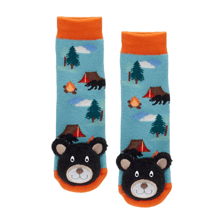 Messy Moose Socks Camp Fire Black Bear 6 Pack - Baby / Powder Blue - Socks