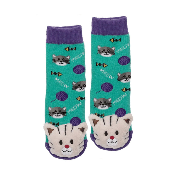 Messy Moose Socks Cat 6 Pack - Baby / Dark Turquoise - Socks