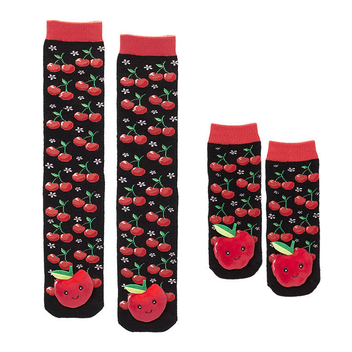 Messy Moose Socks Cherry Toddler Socks 6 Pack - Mommy & Me Set - Socks