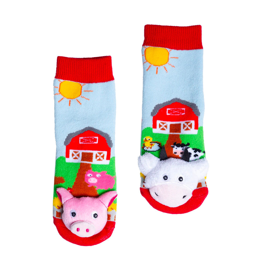 Messy Moose Socks Cow / Pig Mismatch 6 Pack - Baby / Red