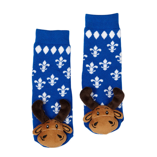 Messy Moose Socks Fleur-de-Lys Moose 6 Pack - Baby / Blue - Socks