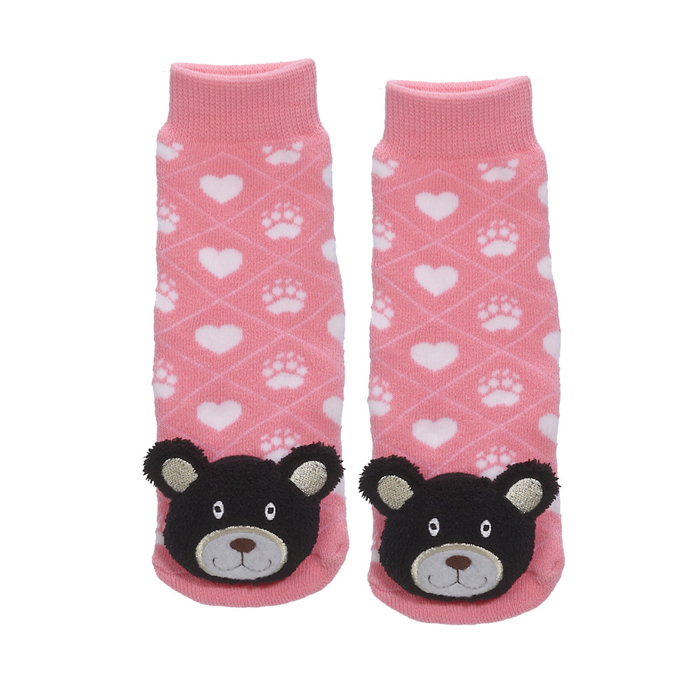 Messy Moose Socks Pink Black Bear 6 Pack - Baby